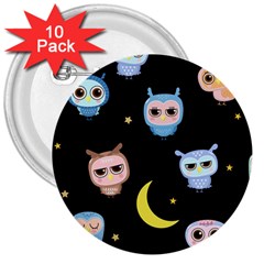 Cute-owl-doodles-with-moon-star-seamless-pattern 3  Buttons (10 Pack)  by Salman4z