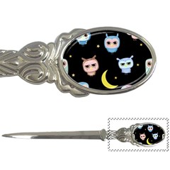 Cute-owl-doodles-with-moon-star-seamless-pattern Letter Opener by Salman4z