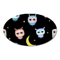 Cute-owl-doodles-with-moon-star-seamless-pattern Oval Magnet by Salman4z