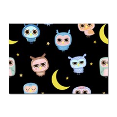 Cute-owl-doodles-with-moon-star-seamless-pattern Sticker A4 (10 Pack) by Salman4z