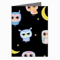 Cute-owl-doodles-with-moon-star-seamless-pattern Greeting Cards (pkg Of 8) by Salman4z