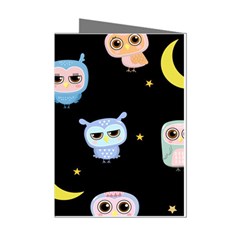 Cute-owl-doodles-with-moon-star-seamless-pattern Mini Greeting Cards (pkg Of 8) by Salman4z