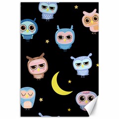 Cute-owl-doodles-with-moon-star-seamless-pattern Canvas 12  X 18  by Salman4z