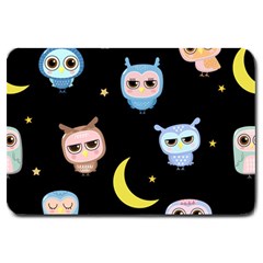 Cute-owl-doodles-with-moon-star-seamless-pattern Large Doormat by Salman4z