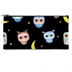 Cute-owl-doodles-with-moon-star-seamless-pattern Pencil Case by Salman4z