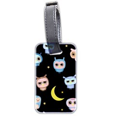 Cute-owl-doodles-with-moon-star-seamless-pattern Luggage Tag (two Sides) by Salman4z