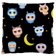 Cute-owl-doodles-with-moon-star-seamless-pattern Large Cushion Case (two Sides) by Salman4z