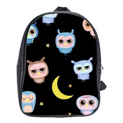 Cute-owl-doodles-with-moon-star-seamless-pattern School Bag (xl) by Salman4z