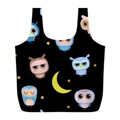 Cute-owl-doodles-with-moon-star-seamless-pattern Full Print Recycle Bag (l) by Salman4z