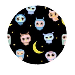 Cute-owl-doodles-with-moon-star-seamless-pattern Mini Round Pill Box by Salman4z