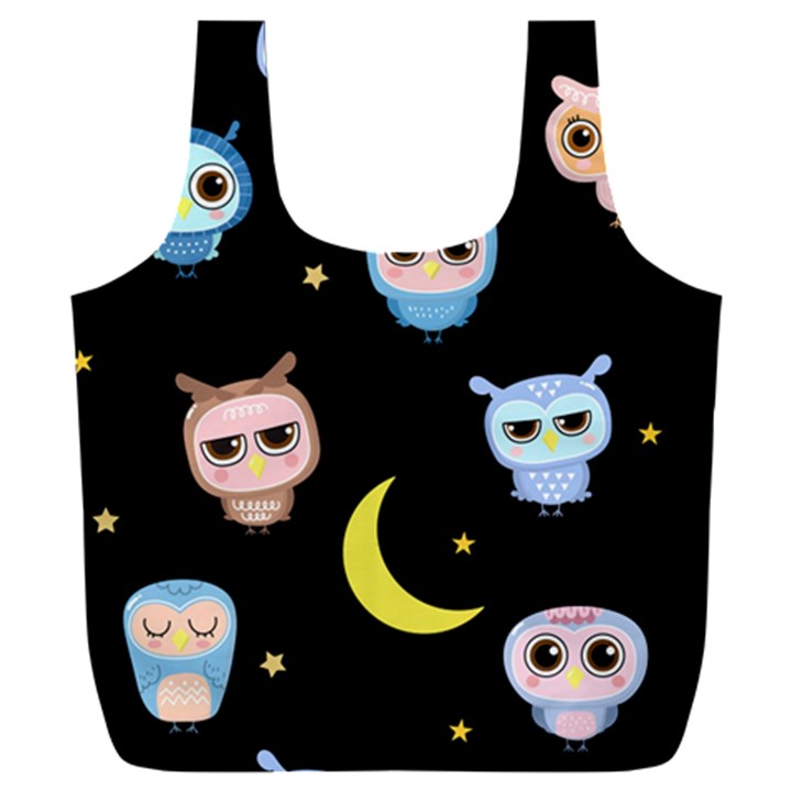 Cute-owl-doodles-with-moon-star-seamless-pattern Full Print Recycle Bag (XXL)