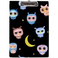 Cute-owl-doodles-with-moon-star-seamless-pattern A4 Acrylic Clipboard by Salman4z