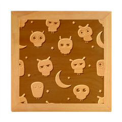 Cute-owl-doodles-with-moon-star-seamless-pattern Wood Photo Frame Cube by Salman4z