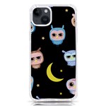 Cute-owl-doodles-with-moon-star-seamless-pattern iPhone 14 Plus TPU UV Print Case Front