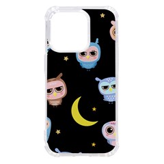 Cute-owl-doodles-with-moon-star-seamless-pattern Iphone 14 Pro Tpu Uv Print Case by Salman4z