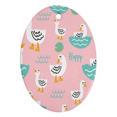 Cute-happy-duck-gift-card-design-seamless-pattern-template Ornament (oval) by Salman4z