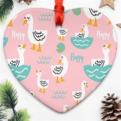 Cute-happy-duck-gift-card-design-seamless-pattern-template Ornament (heart) by Salman4z