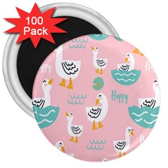 Cute-happy-duck-gift-card-design-seamless-pattern-template 3  Magnets (100 Pack) by Salman4z