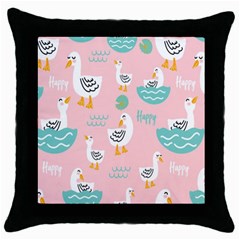 Cute-happy-duck-gift-card-design-seamless-pattern-template Throw Pillow Case (black) by Salman4z