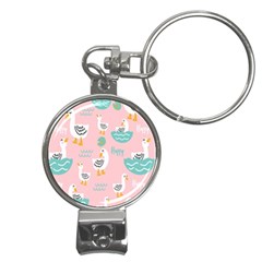 Cute-happy-duck-gift-card-design-seamless-pattern-template Nail Clippers Key Chain by Salman4z