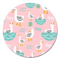 Cute-happy-duck-gift-card-design-seamless-pattern-template Magnet 5  (round)