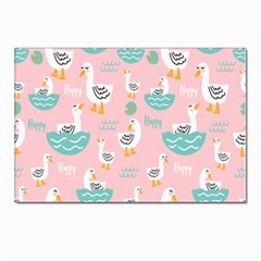 Cute-happy-duck-gift-card-design-seamless-pattern-template Postcard 4 x 6  (pkg Of 10) by Salman4z