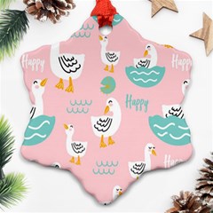 Cute-happy-duck-gift-card-design-seamless-pattern-template Ornament (snowflake) by Salman4z