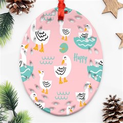 Cute-happy-duck-gift-card-design-seamless-pattern-template Oval Filigree Ornament (two Sides) by Salman4z