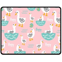 Cute-happy-duck-gift-card-design-seamless-pattern-template Two Sides Fleece Blanket (medium) by Salman4z