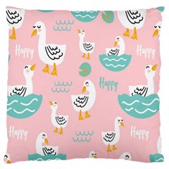 Cute-happy-duck-gift-card-design-seamless-pattern-template Large Premium Plush Fleece Cushion Case (one Side) by Salman4z