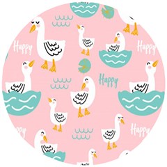 Cute-happy-duck-gift-card-design-seamless-pattern-template Wooden Puzzle Round by Salman4z