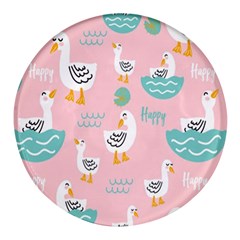 Cute-happy-duck-gift-card-design-seamless-pattern-template Round Glass Fridge Magnet (4 Pack)