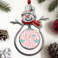 Cute-happy-duck-gift-card-design-seamless-pattern-template Metal Snowman Ornament by Salman4z