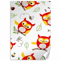 Seamless-pattern-vector-owl-cartoon-with-bugs Canvas 12  X 18  by Salman4z