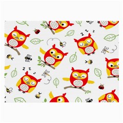 Seamless-pattern-vector-owl-cartoon-with-bugs Large Glasses Cloth (2 Sides) by Salman4z