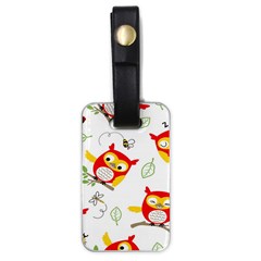 Seamless-pattern-vector-owl-cartoon-with-bugs Luggage Tag (one Side) by Salman4z