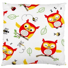 Seamless-pattern-vector-owl-cartoon-with-bugs Large Cushion Case (one Side) by Salman4z