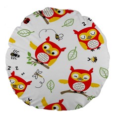 Seamless-pattern-vector-owl-cartoon-with-bugs Large 18  Premium Flano Round Cushions by Salman4z