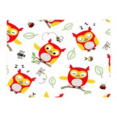 Seamless-pattern-vector-owl-cartoon-with-bugs Two Sides Premium Plush Fleece Blanket (mini) by Salman4z