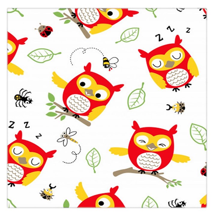 Seamless-pattern-vector-owl-cartoon-with-bugs Square Satin Scarf (36  x 36 )