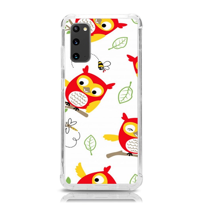 Seamless-pattern-vector-owl-cartoon-with-bugs Samsung Galaxy S20 6.2 Inch TPU UV Case