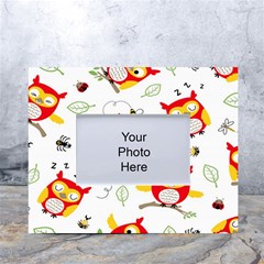 Seamless-pattern-vector-owl-cartoon-with-bugs White Tabletop Photo Frame 4 x6  by Salman4z