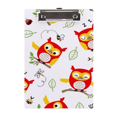 Seamless-pattern-vector-owl-cartoon-with-bugs A5 Acrylic Clipboard by Salman4z