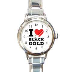 I Love Black Gold Round Italian Charm Watch by ilovewhateva