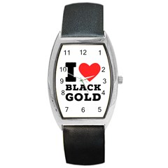 I Love Black Gold Barrel Style Metal Watch by ilovewhateva