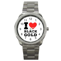 I Love Black Gold Sport Metal Watch by ilovewhateva