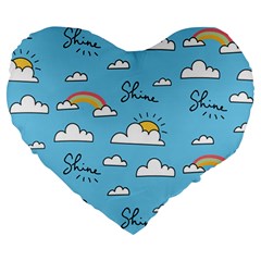 Sky-pattern Large 19  Premium Heart Shape Cushions by Salman4z