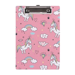 Cute-unicorn-seamless-pattern A5 Acrylic Clipboard by Salman4z