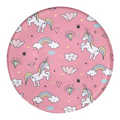 Cute-unicorn-seamless-pattern Round Glass Fridge Magnet (4 Pack) by Salman4z