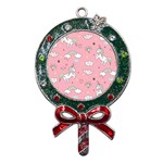 Cute-unicorn-seamless-pattern Metal X Mas Lollipop with Crystal Ornament Front